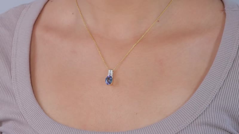 Luxoro 10K Yellow Gold Premium Peacock Tanzanite, Diamond (G-H, I2) Pendant 2.75 ctw
