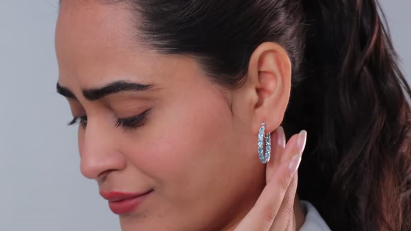 Betroka Blue Apatite Inside Out Hoop Earrings in Platinum Over Sterling Silver 4.00 ctw