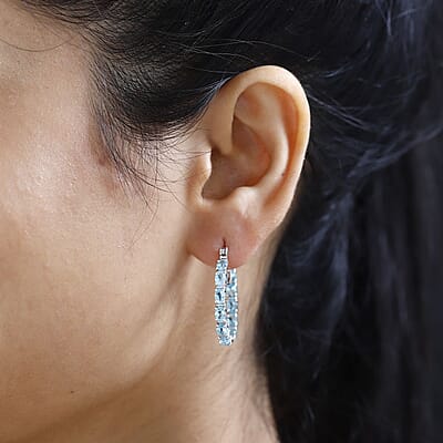 Betroka Blue Apatite Inside Out Hoop Earrings in Platinum Over Sterling Silver 4.00 ctw