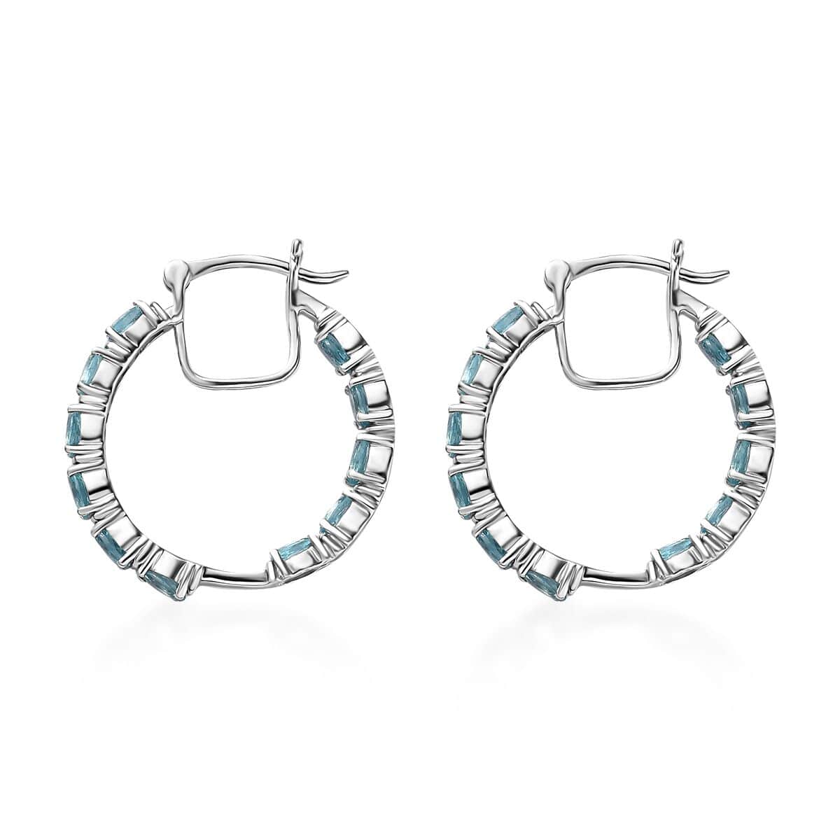 Betroka Blue Apatite Inside Out Hoop Earrings in Platinum Over Sterling Silver 4.00 ctw image number 3