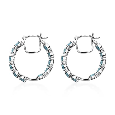 Betroka Blue Apatite Inside Out Hoop Earrings in Platinum Over Sterling Silver 4.00 ctw