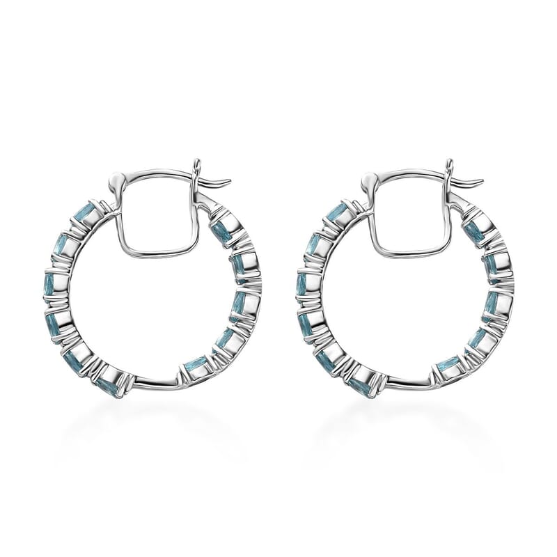 Betroka Blue Apatite Inside Out Hoop Earrings in Platinum Over Sterling Silver 4.00 ctw