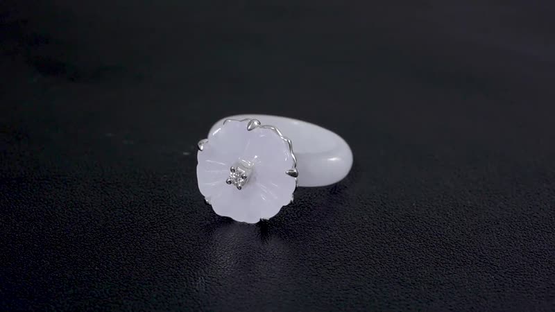 Natural Jade Carved, Moissanite Floral Ring in Platinum Over Sterling Silver (Size 10.0) (Del. in 8-10 Days) 21.20 ctw