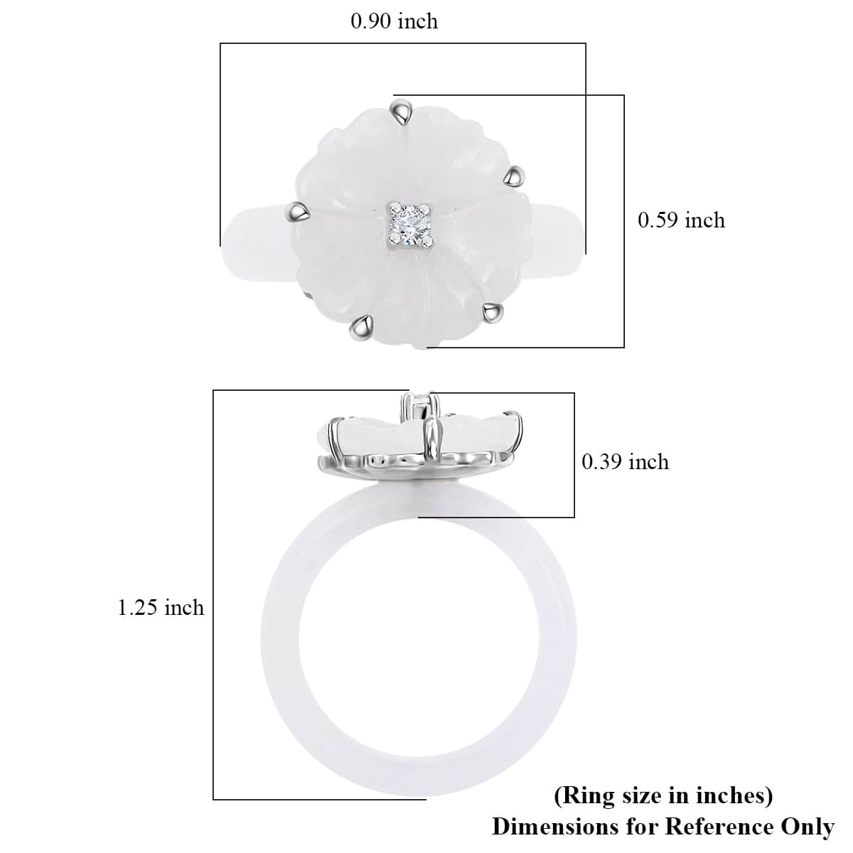 Natural Jade Carved and Moissanite Ring in Platinum Over Sterling Silver (Size 8.0) 21.20 ctw image number 4