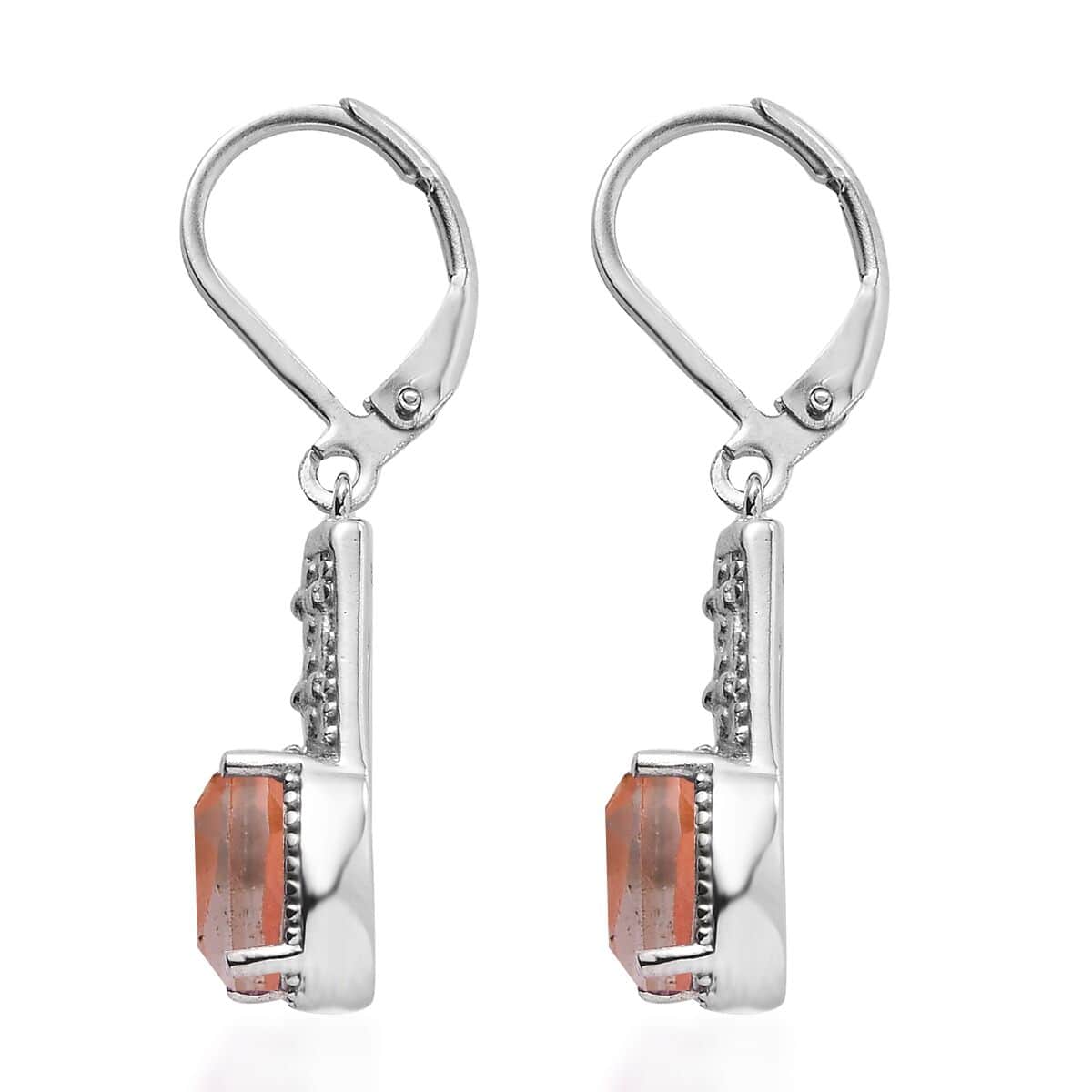 Morganique Quartz (Triplet) Lever Back Earrings in Stainless Steel 3.15 ctw image number 3