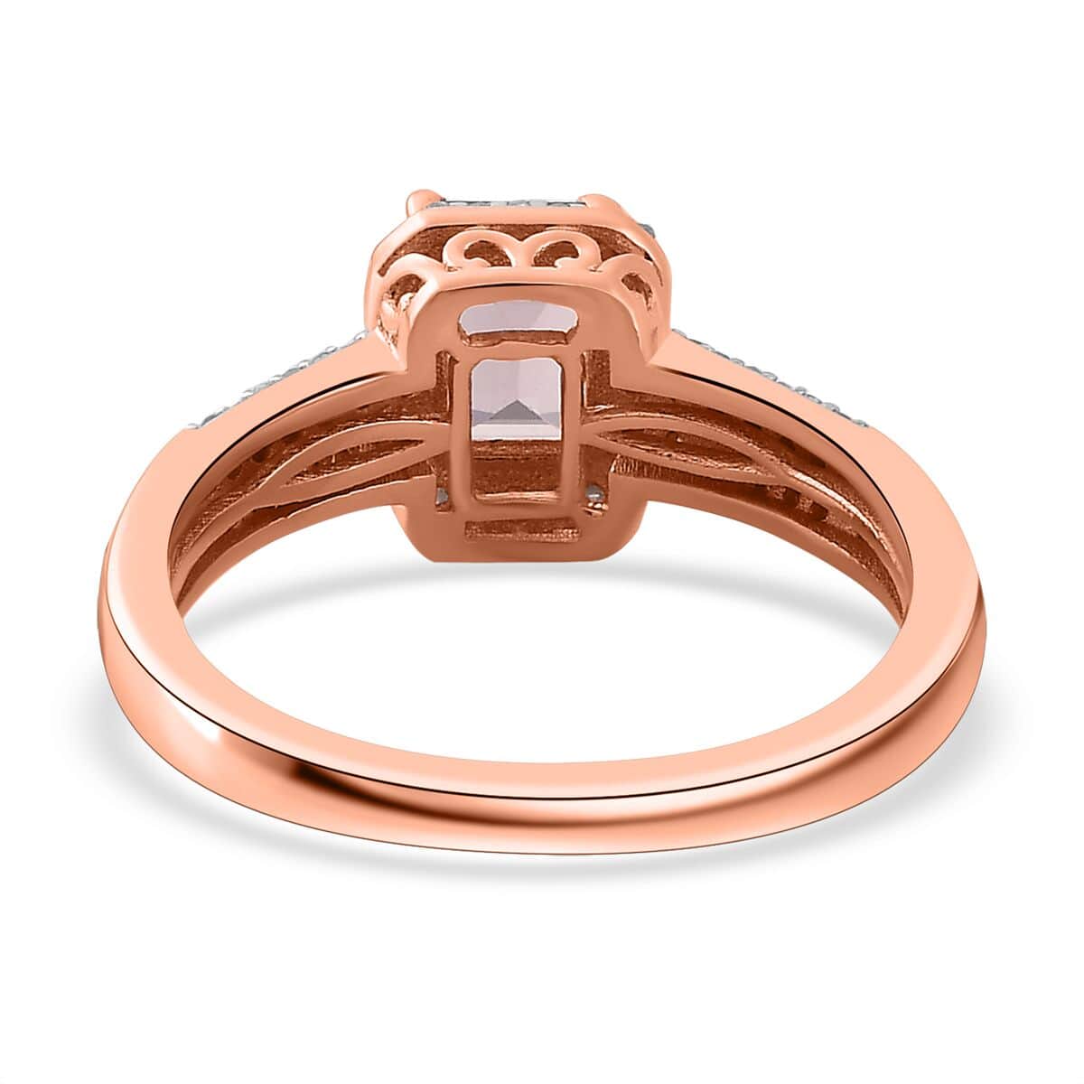 Premium Blush Tourmaline, Natural Champagne and White Diamond Halo Ring in Vermeil Rose Gold Over Sterling Silver (Size 8.0) 1.30 ctw image number 4