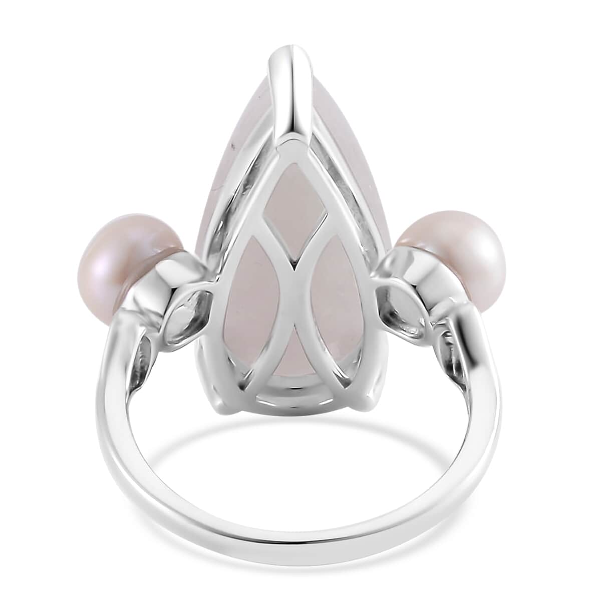 Natural Jade and Freshwater Pearl Ring in Platinum Over Sterling Silver (Size 7.0) 13.75 ctw image number 4