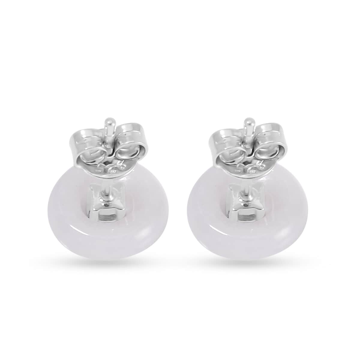 Natural Jade and Tanzanite Stud Earrings in Rhodium Over Sterling Silver 5.90 ctw image number 4