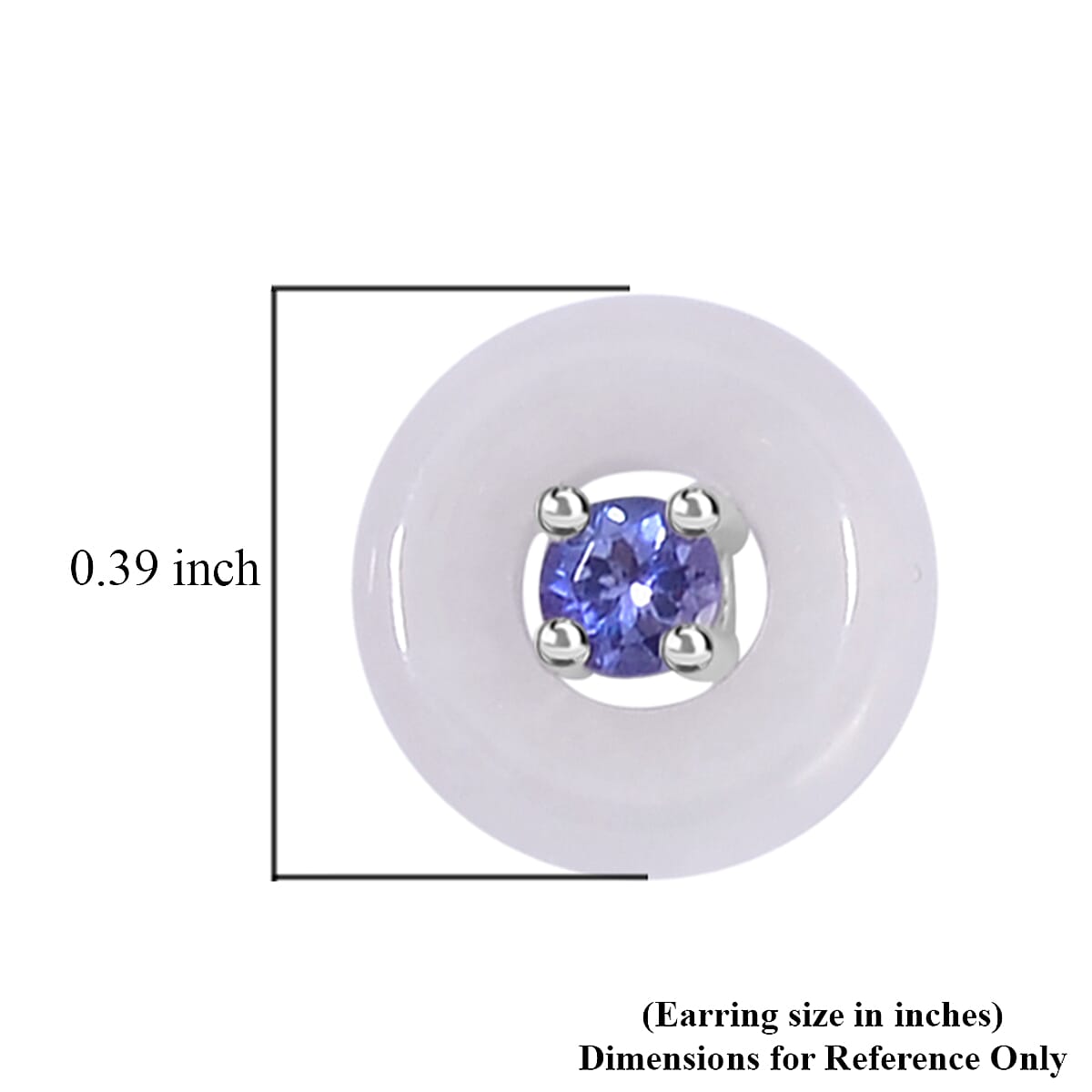 Natural Jade and Tanzanite Stud Earrings in Rhodium Over Sterling Silver 5.90 ctw