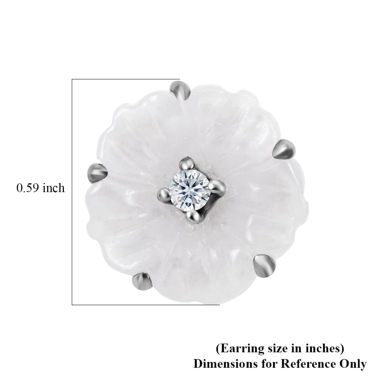 Natural Jade Carved and Moissanite Floral Earrings in Platinum Over Sterling Silver 8.25 ctw image number 4