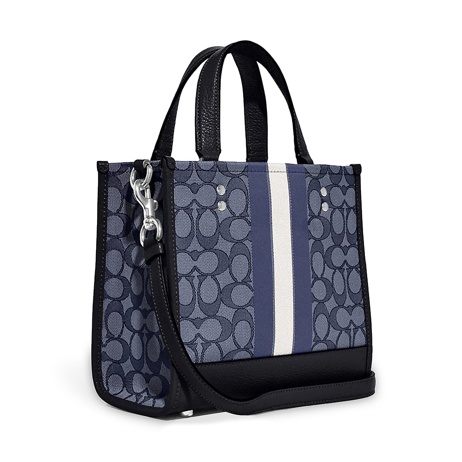 COACH デンプシー Coach Dempsey Tote 22 Signature Jacquard Handbag with Stripe