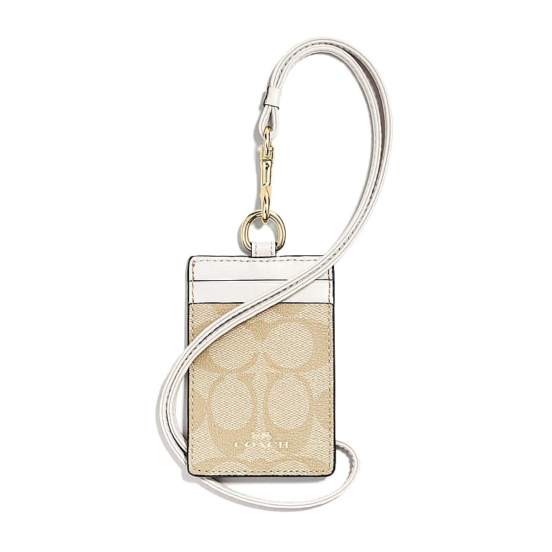 Coach Light Khaki Signature Canvas ID Lanyard