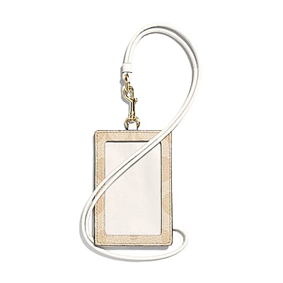 Coach Light Khaki Signature Canvas ID Lanyard