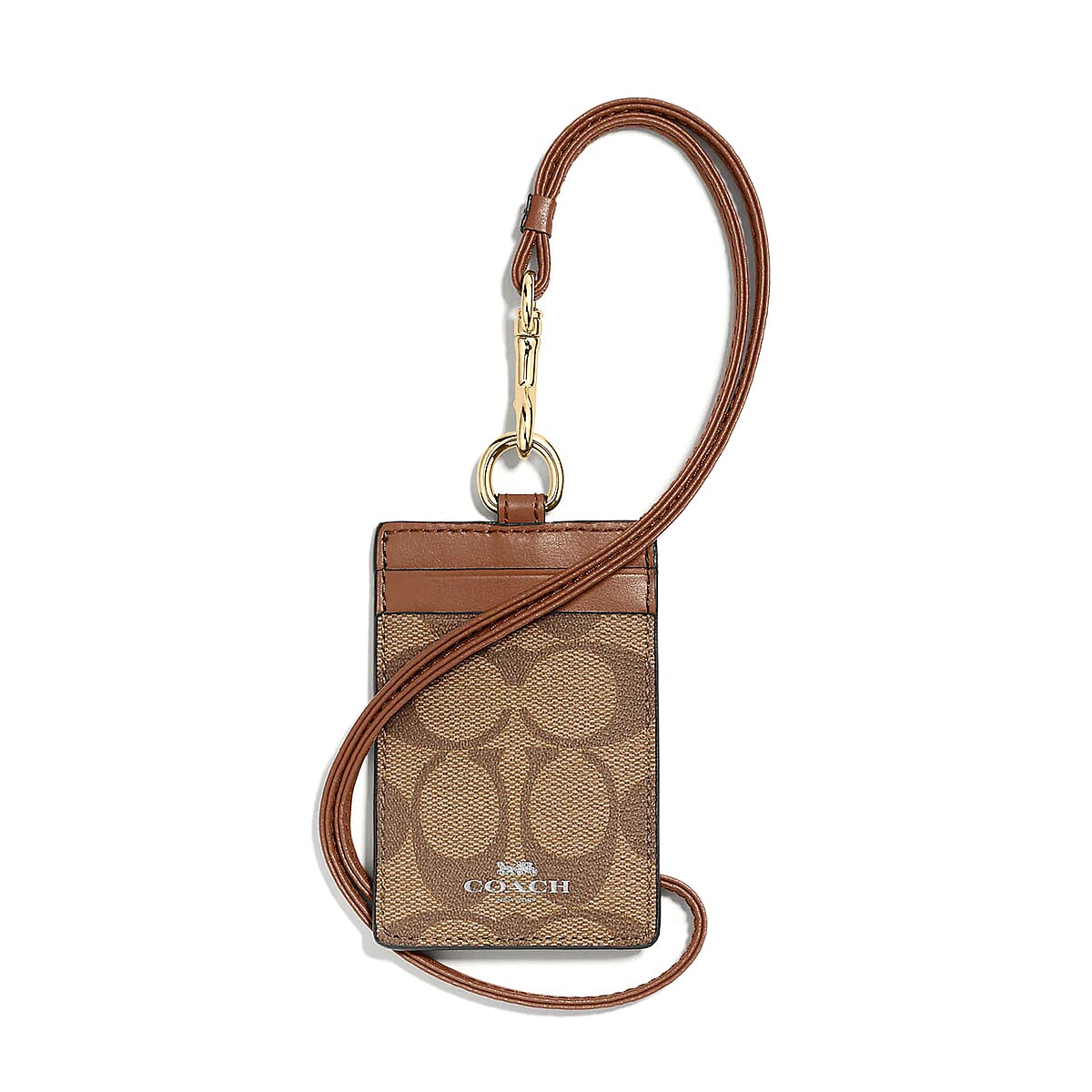 Coach Khaki Signature Canvas ID Lanyard image number 0