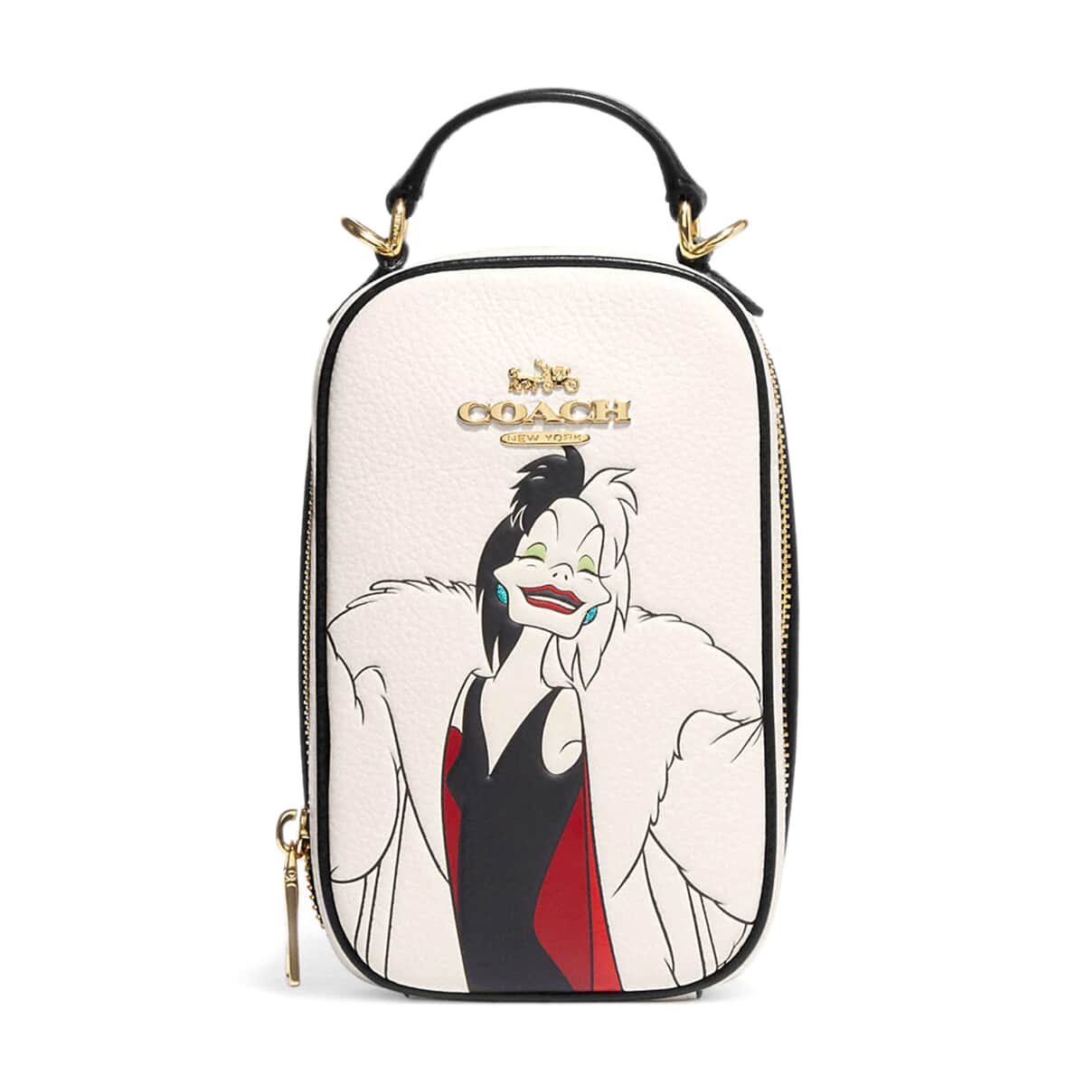 Disney X Coach Cruella Motif Pebble Leather Eva Phone Crossbody Bag image number 1