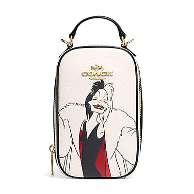 Disney X Coach Cruella Motif Pebble Leather Eva Phone Crossbody Bag