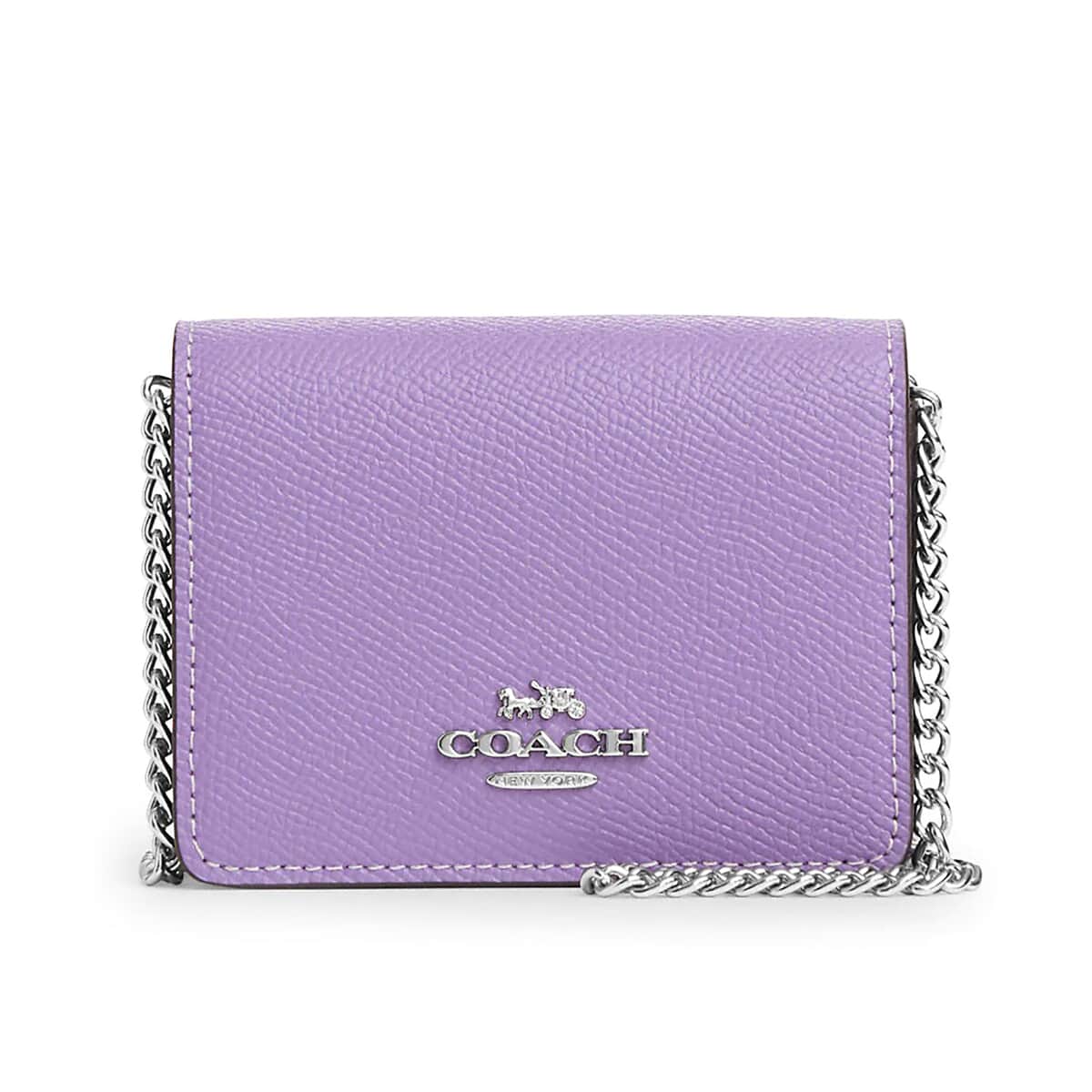 Coach Lavender Crossgrain Leather Mini Wallet On A Chain (Ships in 8-10 Business Days)  image number 0
