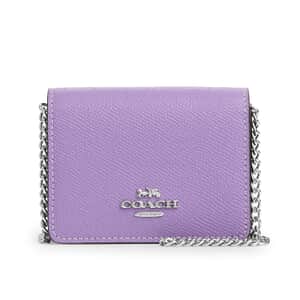 Coach Lavender Crossgrain Leather Mini Wallet On A Chain (Ships in 8-10 Business Days) 