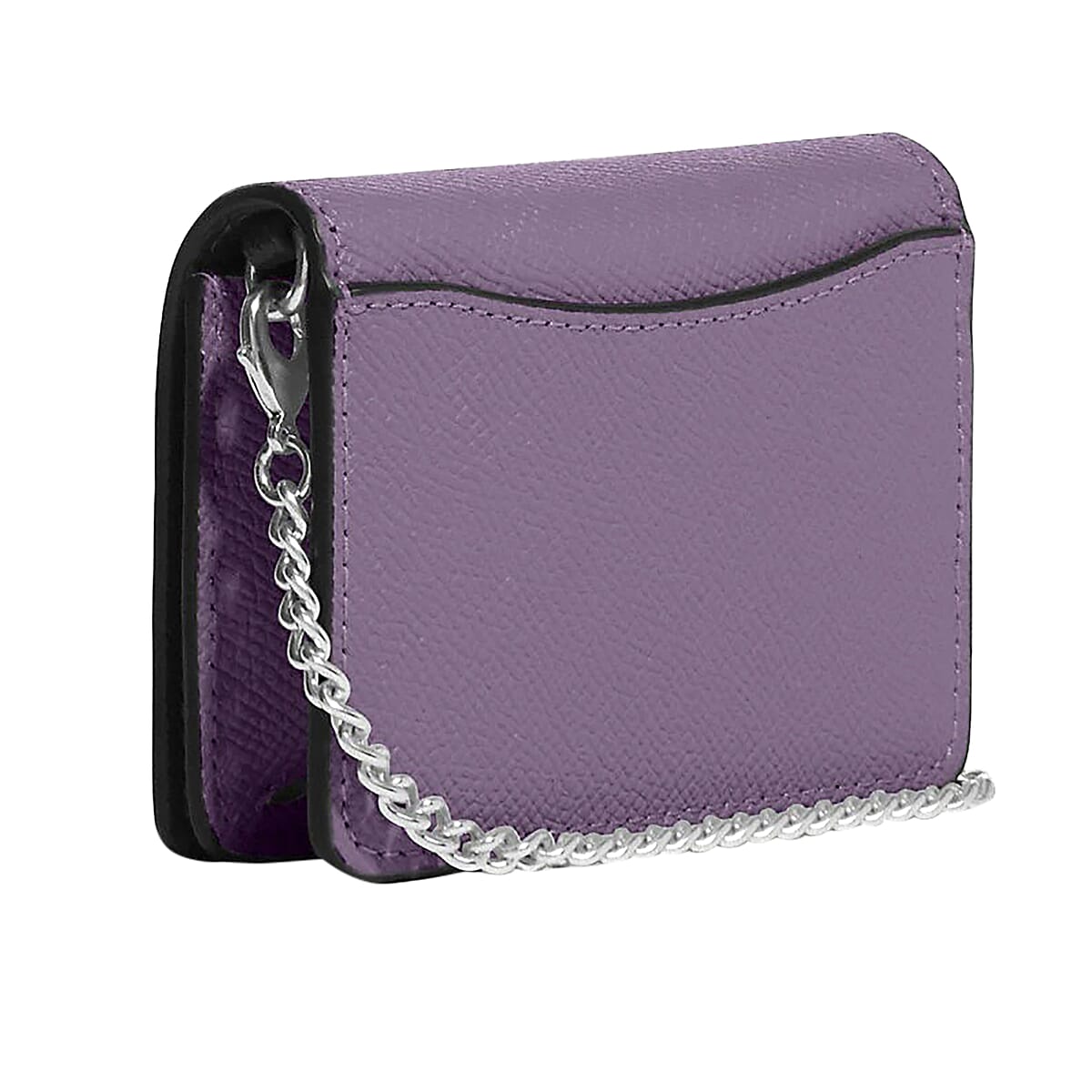 Coach Purple Crossgrain Leather Mini Wallet On A Chain image number 1