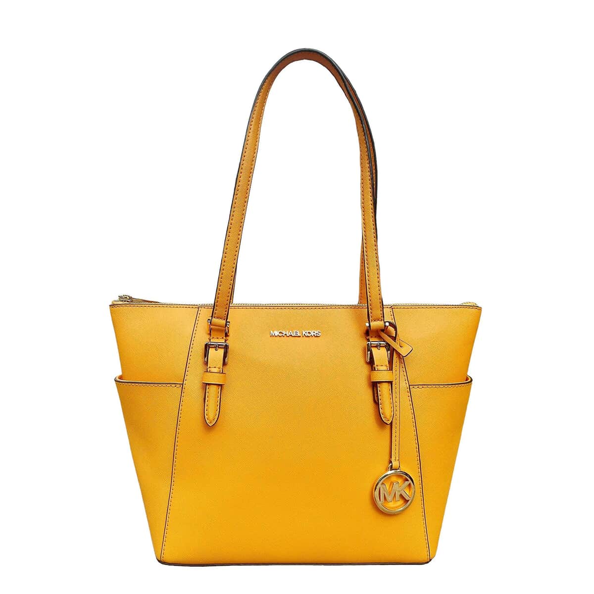 Michael Kors Yellow Charlotte Large Saffiano Leather Top-Zip Tote Bag image number 0