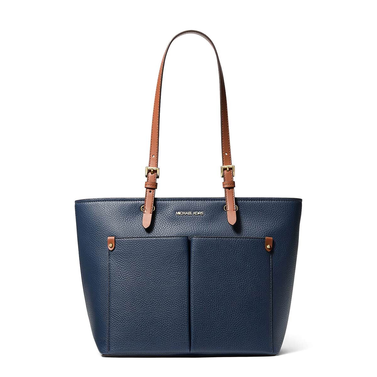 Michael Kors Navy Vegan Leather Jet Set Medium Pocket Tote Bag (14.5"x6.75"x10.25") (Ships in 8-10 Business Days) image number 0