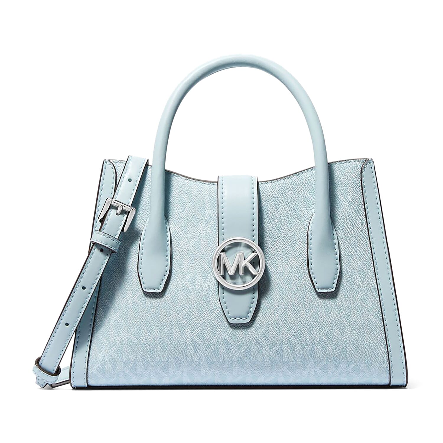 Michael Kors Ivory & Tan Canvas Gabby Small Logo Satchel Bag (9.75