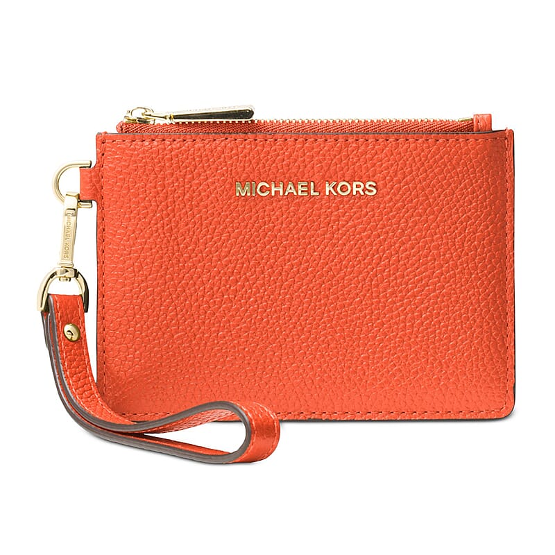 Michael Kors Orange Pebbled Leather Jet Set Small Coin Purse