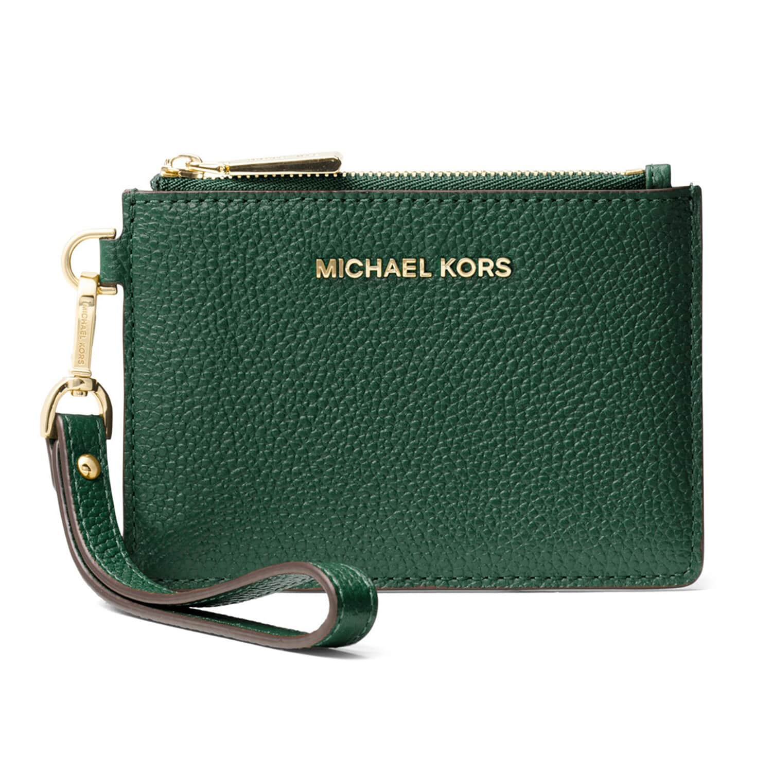 Buy Michael Kors Green Pebbled Leather Jet Set Small Coin Purse