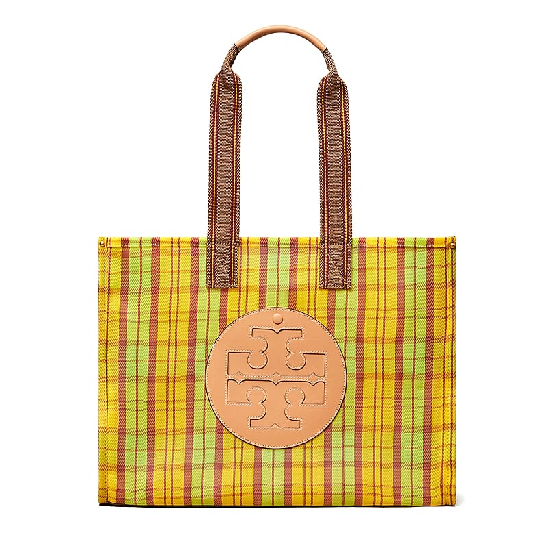 Tory Burch Green & Yellow Leather Ella Mesh Market Tote Bag