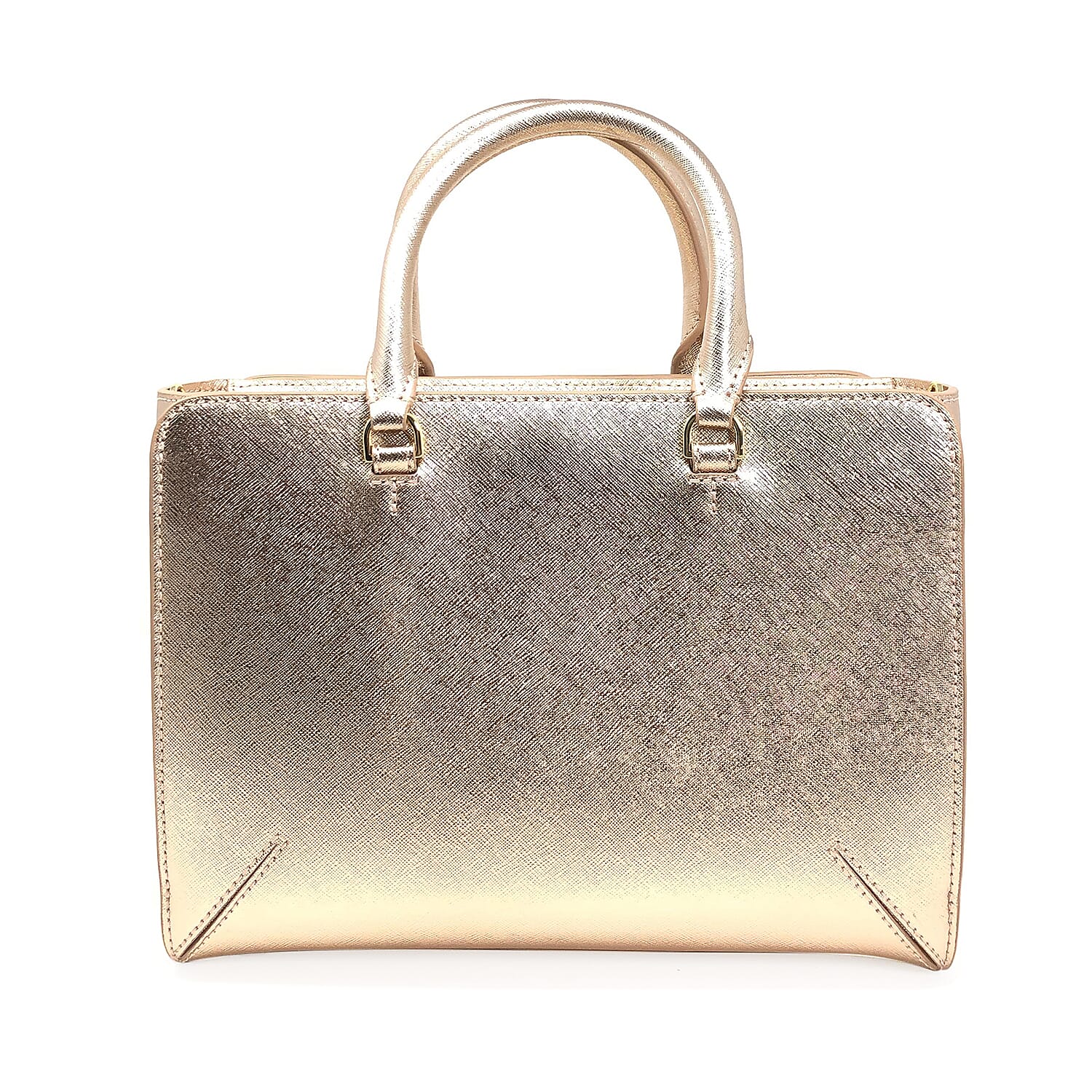 Tory Burch Rose Gold Saffiano Leather Emerson Small Zip Tote Bag