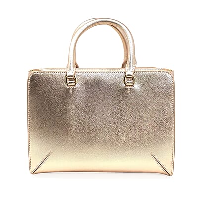 Tory Burch Rose Gold Saffiano Leather Emerson Small Zip Tote Bag