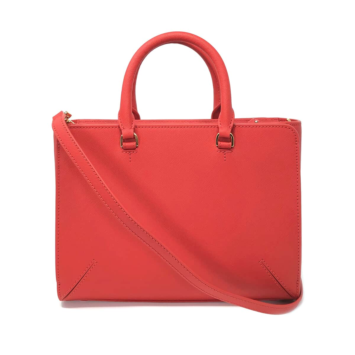 Tory Burch Red Saffiano Leather Emerson Small Zip Tote image number 1