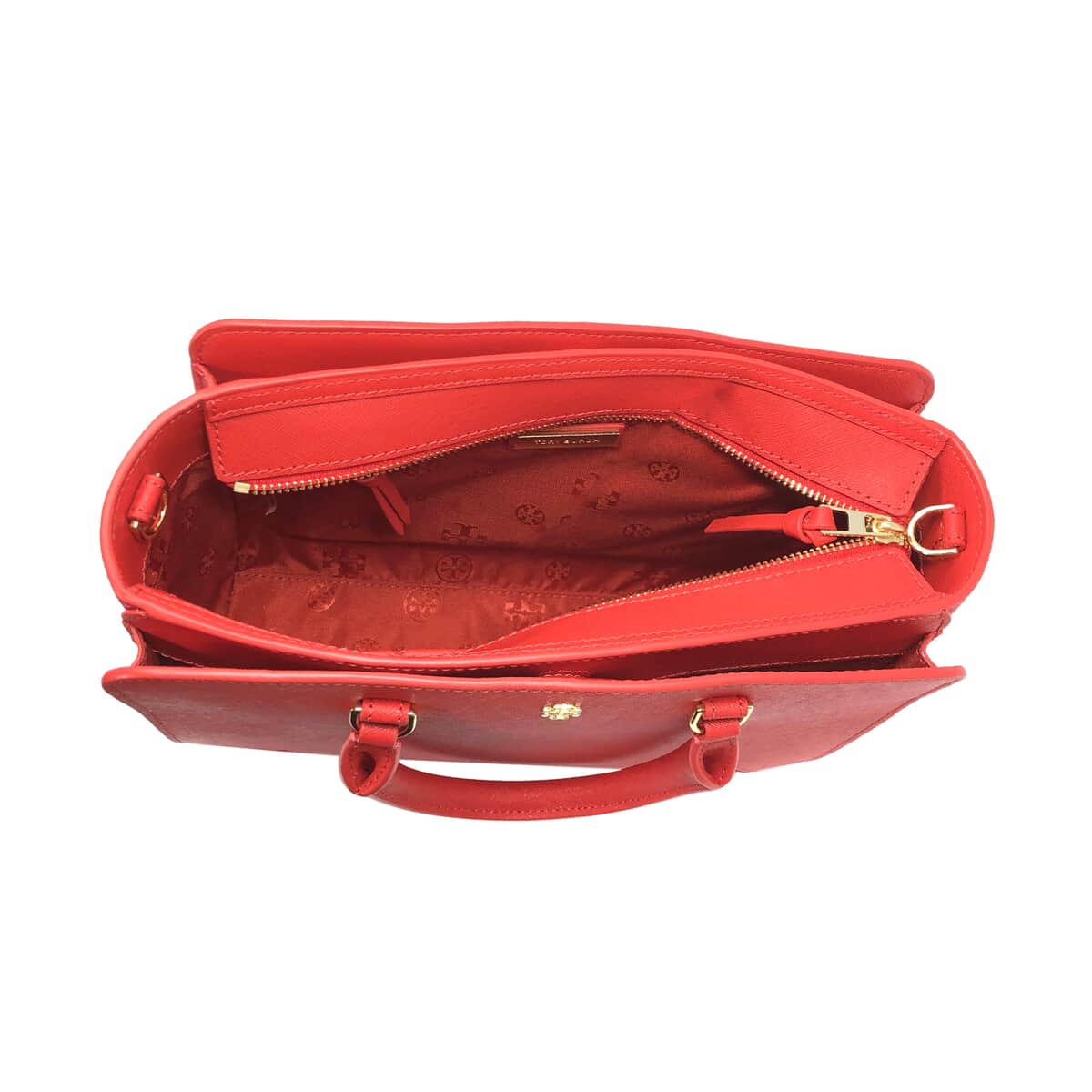 Tory Burch Red Saffiano Leather Emerson Small Zip Tote image number 3