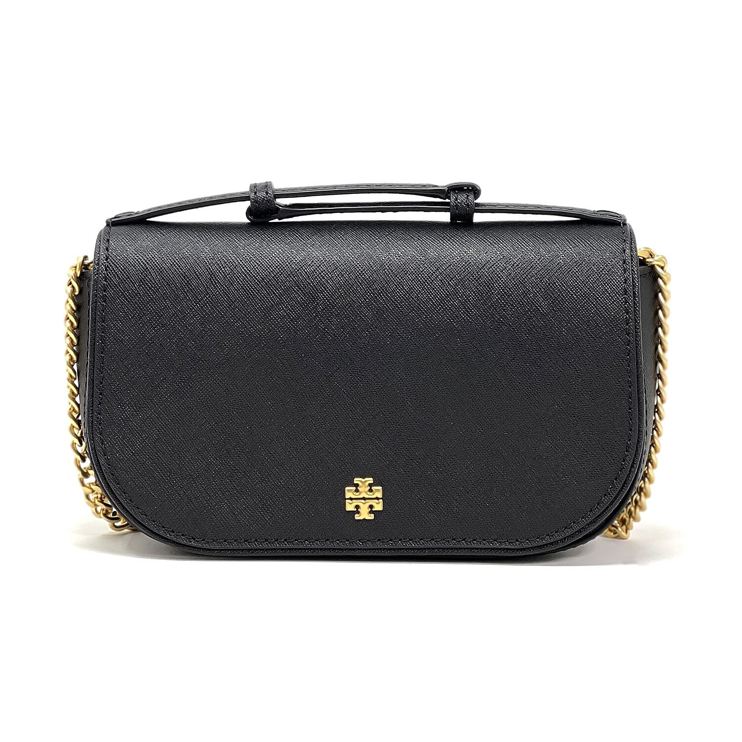 Buy Tory Burch Black Saffiano Leather Emerson Printed Top Handle
