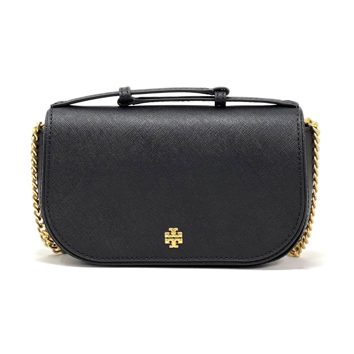 Tory Burch Black Saffiano Leather Emerson Printed Top Handle Crossbody Bag image number 0