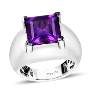 African Amethyst Solitaire Ring in Platinum Over Sterling Silver (Size 10.0) 5.10 ctw