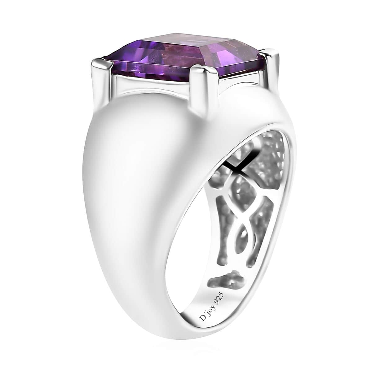 African Amethyst Solitaire Ring in Platinum Over Sterling Silver (Size 10.0) 5.10 ctw image number 3
