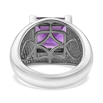 African Amethyst Solitaire Ring in Platinum Over Sterling Silver (Size 10.0) 5.10 ctw