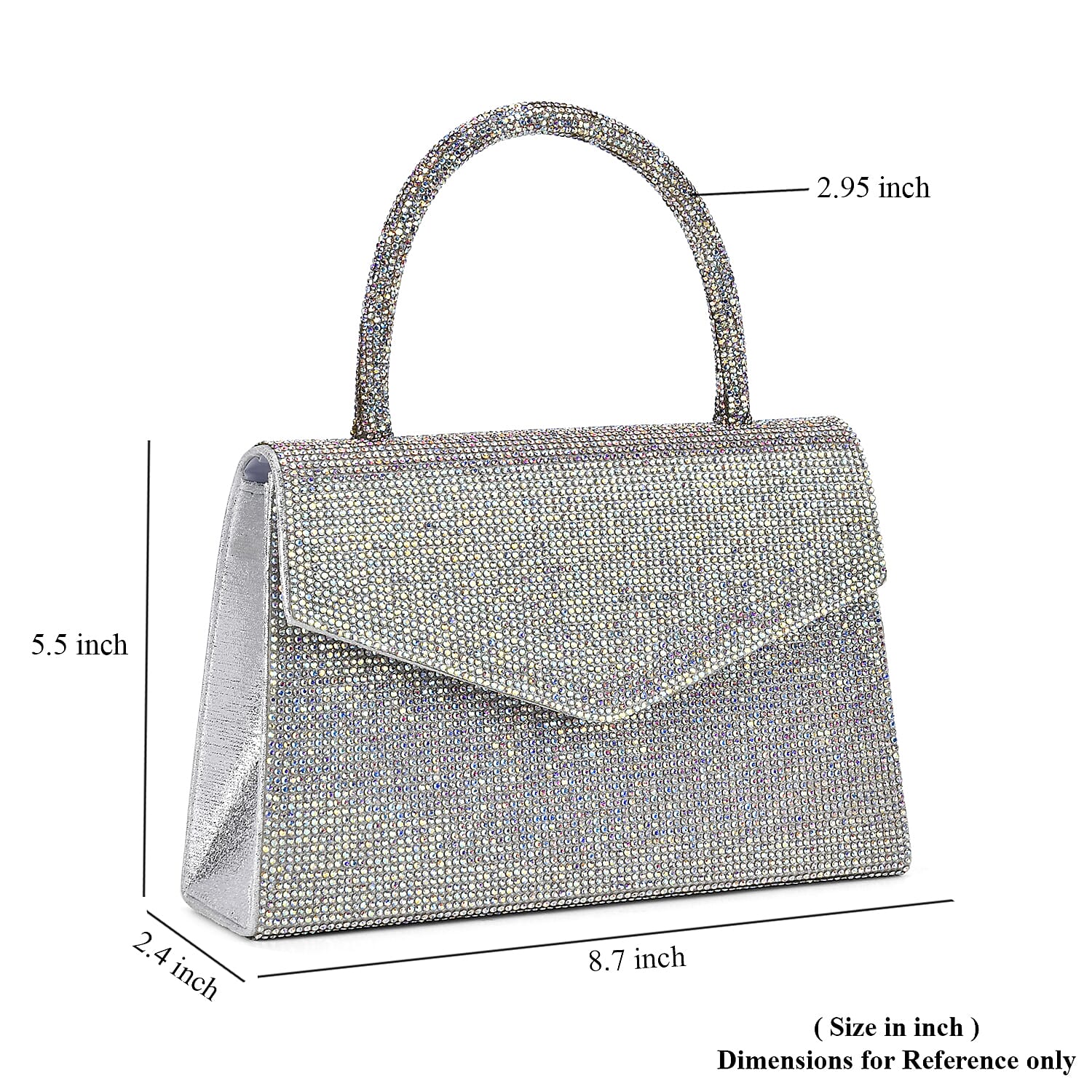 Sparkling Aurora Borealis Crystal Faux Leather Clutch Bag with Handle Drop and Long Chain Strap 47