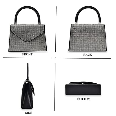 Sparkling Black Clutch Bag with Handle Drop & 46.45 Chain Strap