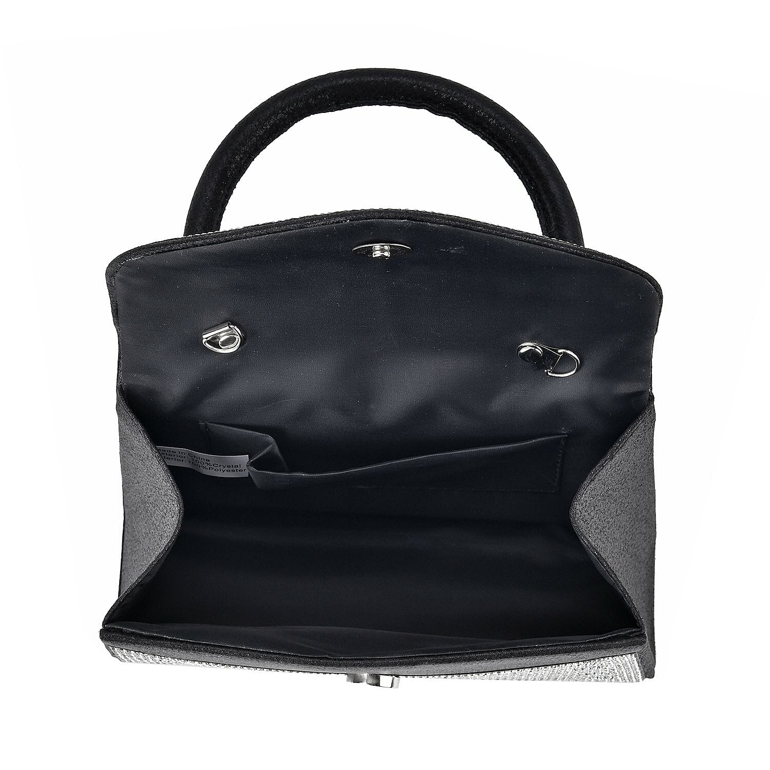 Sparkling Black Clutch Bag with Handle Drop & 46.45 Chain Strap