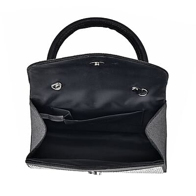 Sparkling Black Clutch Bag with Handle Drop & 46.45 Chain Strap
