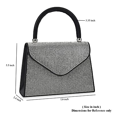 Sparkling Black Clutch Bag with Handle Drop & 46.45 Chain Strap
