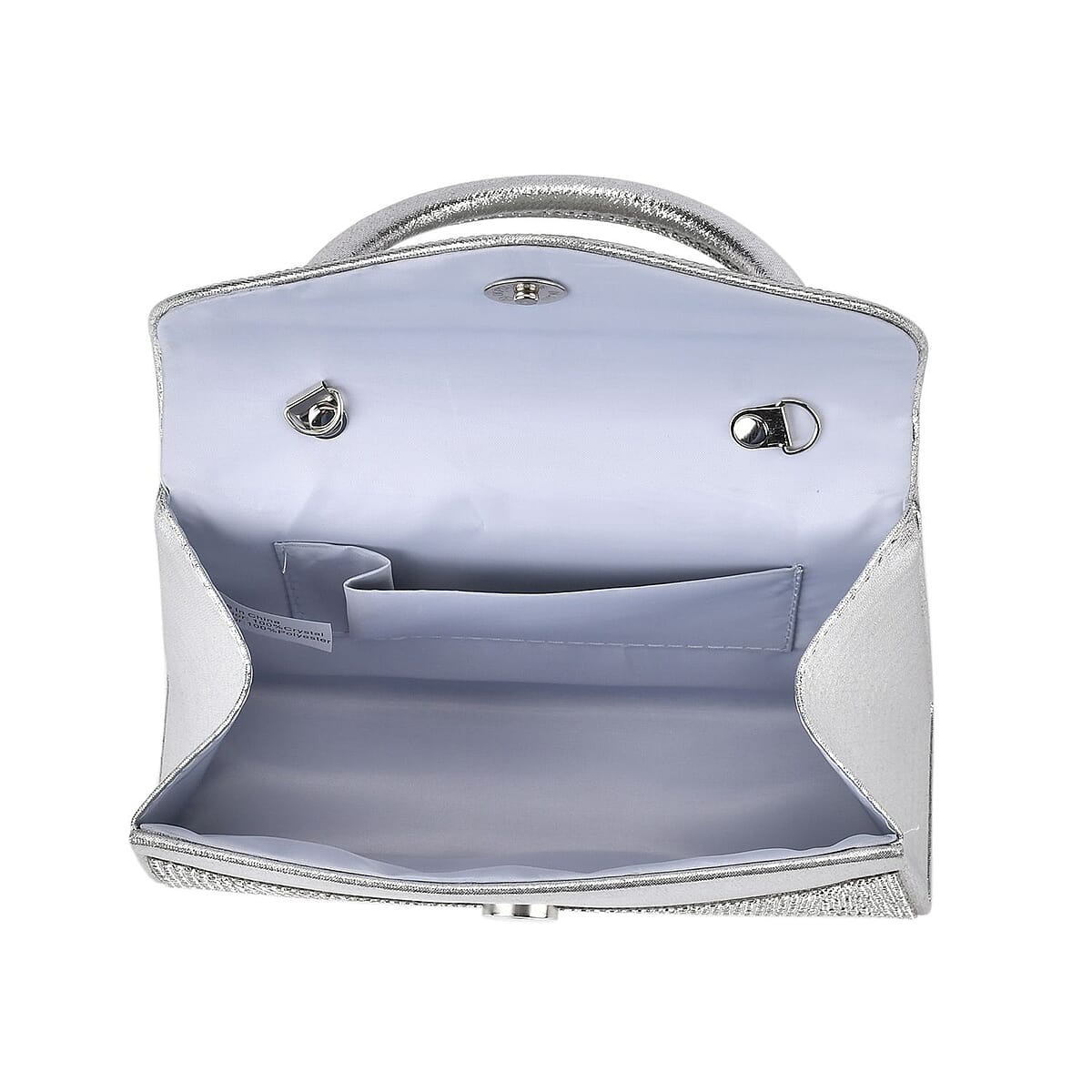 Sparkling Silver Clutch Bag with Handle Drop & 46.45 Chain Strap image number 4