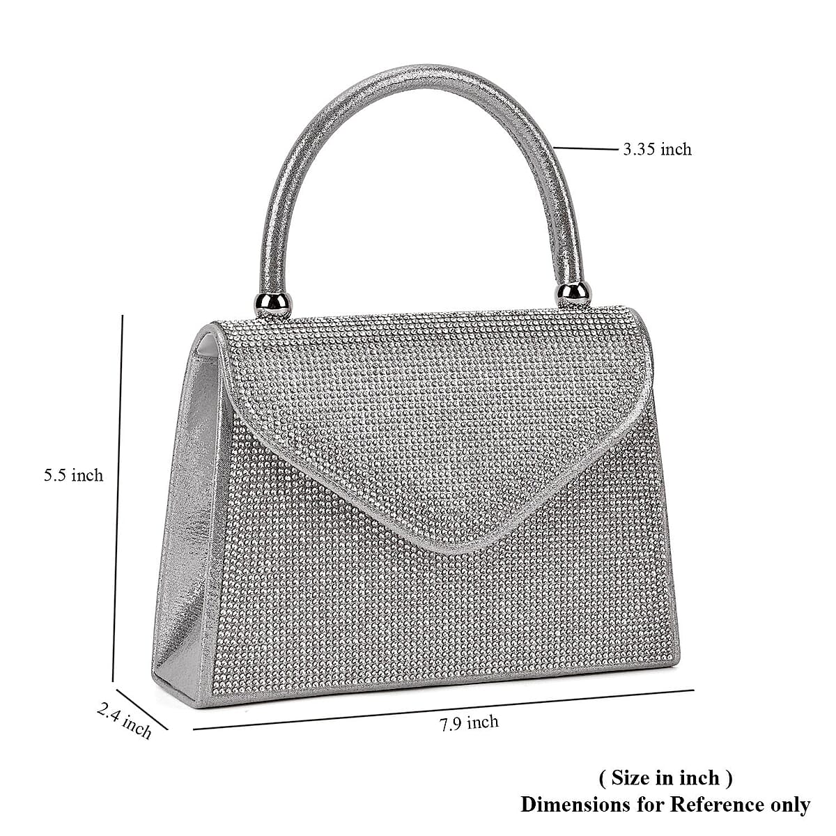 Sparkling Silver Clutch Bag with Handle Drop & 46.45 Chain Strap image number 5