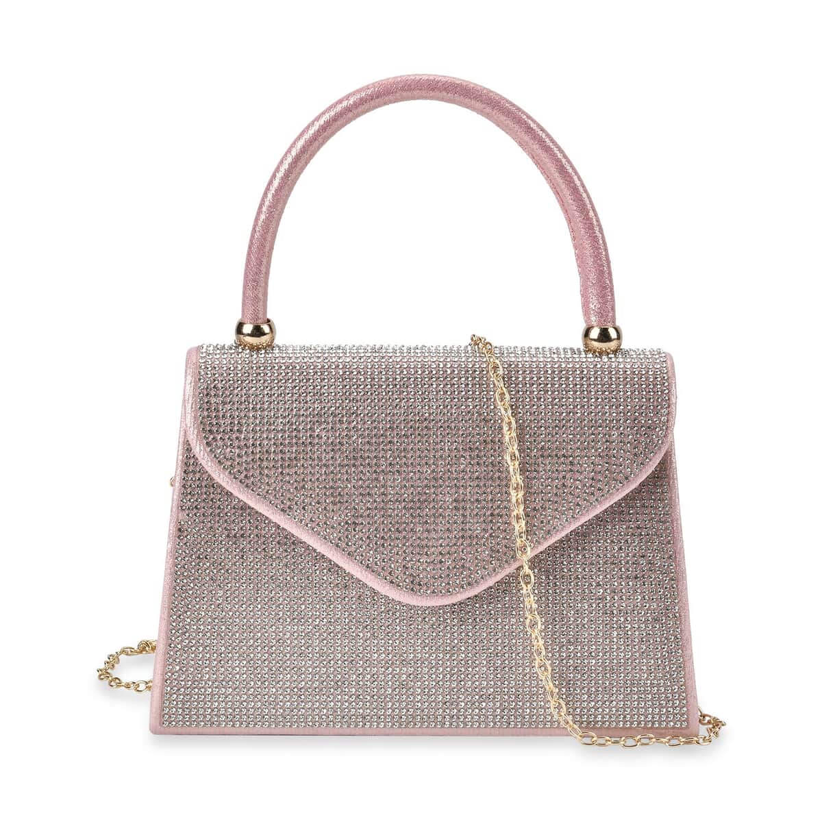 Sparkling Pink Clutch Bag with Handle Drop & 46.45 Chain Strap image number 0