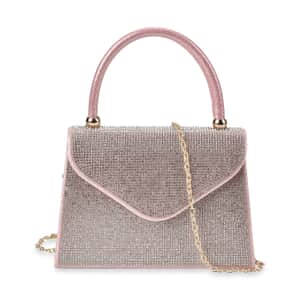 Sparkling Pink Clutch Bag with Handle Drop & 46.45 Chain Strap