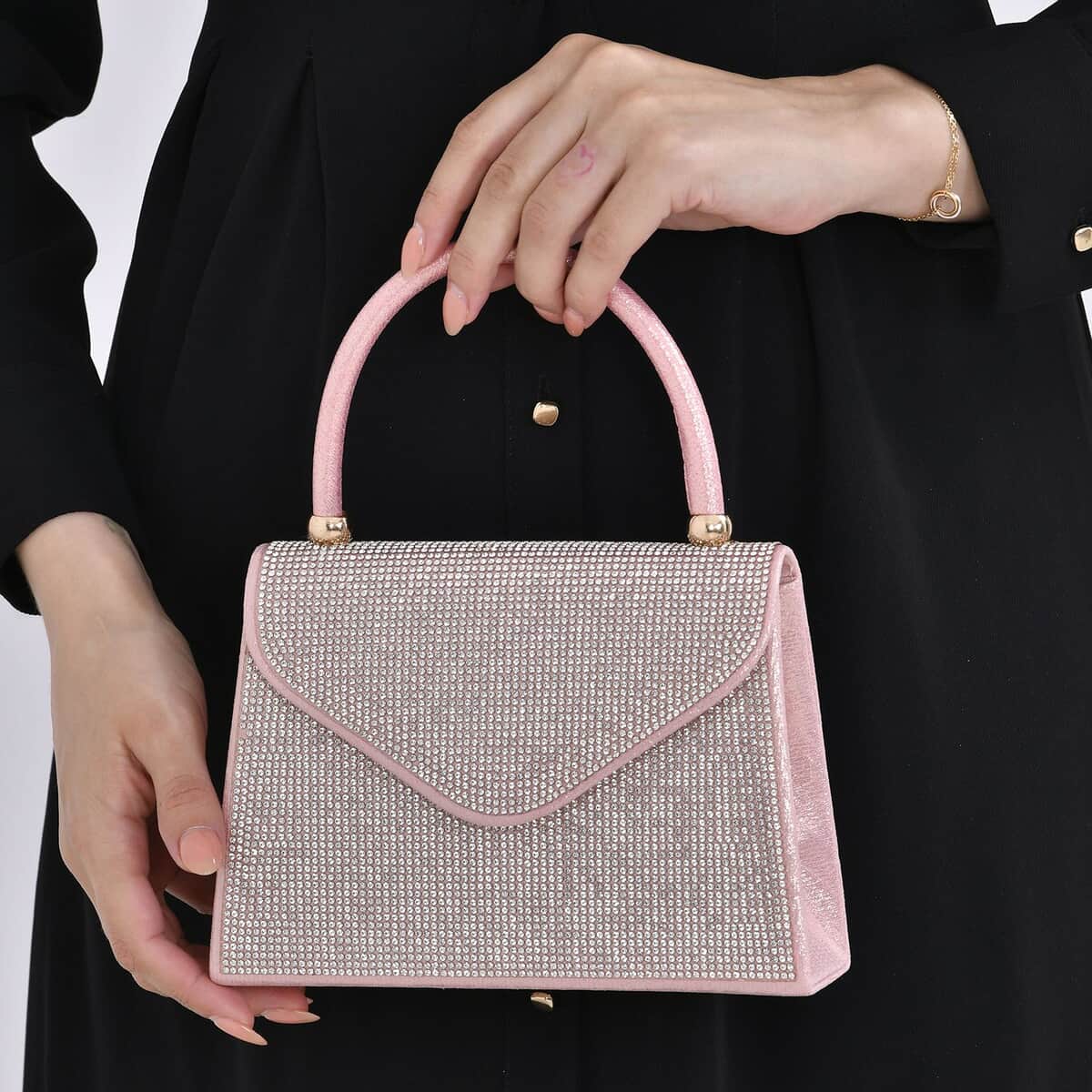 Sparkling Pink Clutch Bag with Handle Drop & 46.45 Chain Strap image number 2