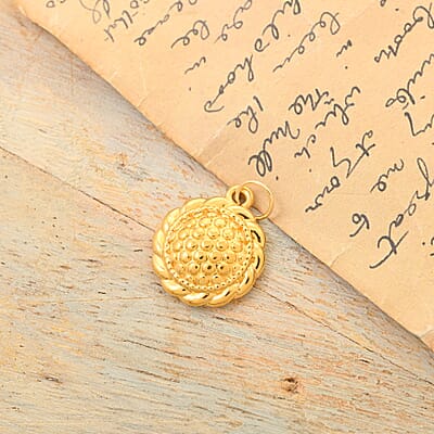 Luxoro 10K Yellow Gold Electroform Floral Pendant without Chain 0.30 Grams