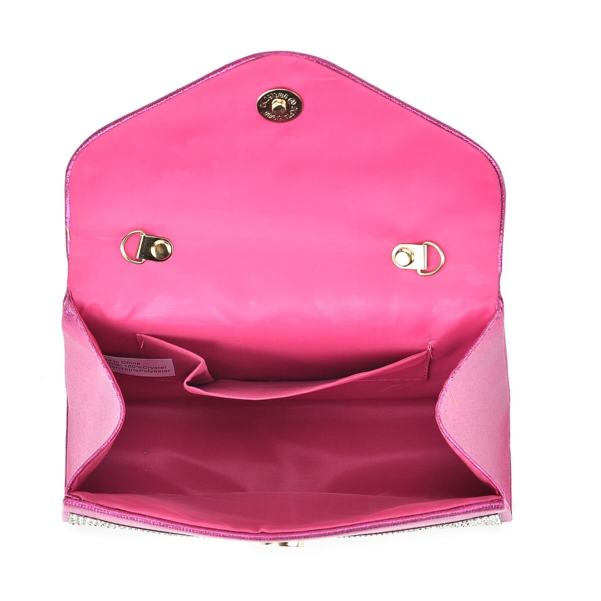 Sparkling Rose Red Clutch Bag with Handle Drop & 46.45 Chain Strap image number 4